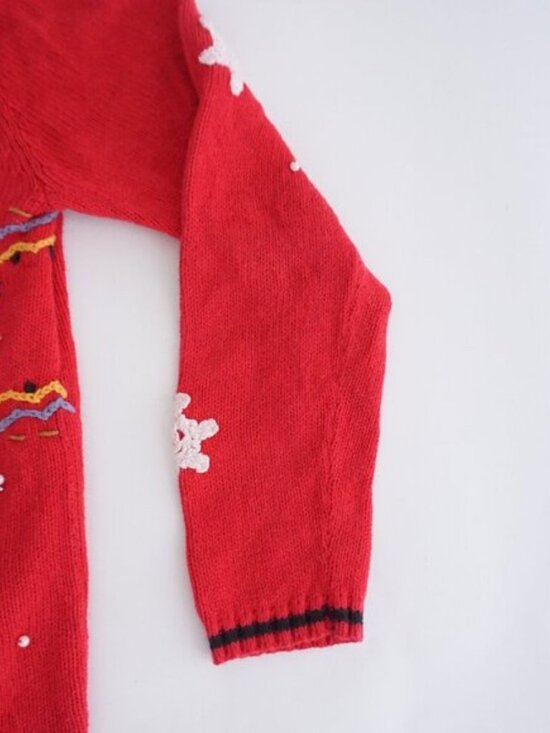 Vintage Kakit Winter Ski Snowflake Festive Cardigan Holiday Retro 90s Sweater S - Picture 4 of 10